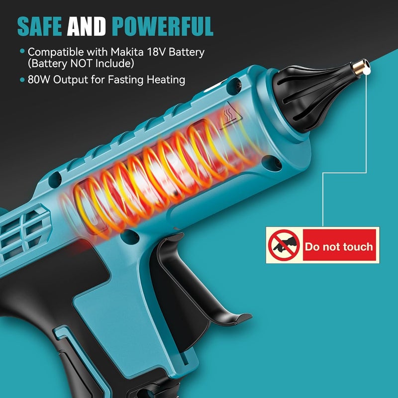 MtiolHig Cordless Hot Glue Gun Compatible with Makita 18v Battery, Handheld Wireless Power Heavy Duty Hot Glue Gun Full Size Kit with 20pcs 0.43'' Hot Glue Stick for Arts & Crafts, Home Repair - Image 4